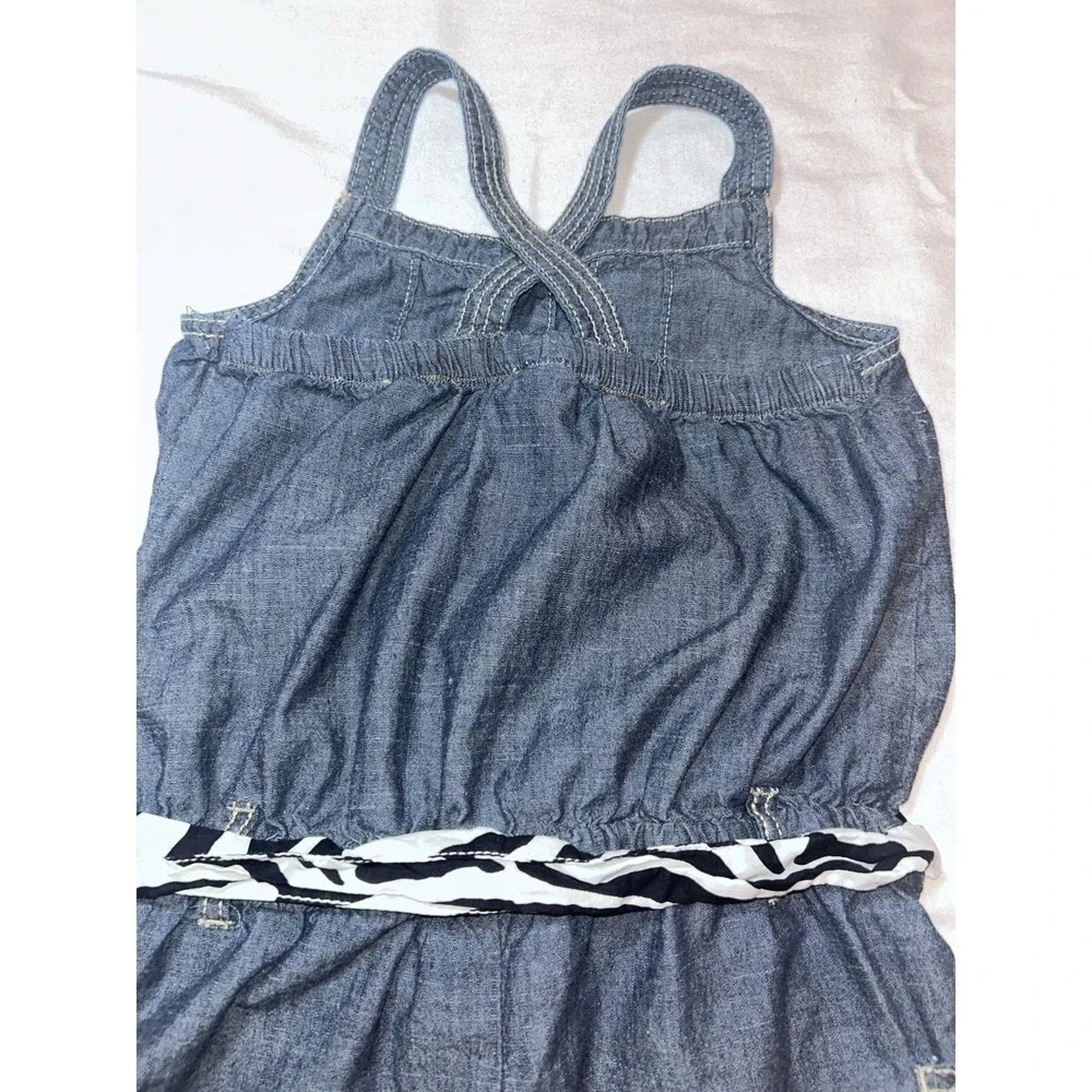 Gymboree Chambray‎ Zebra print Belted Romper SZ 12 Wild for Zebra toddler Girl